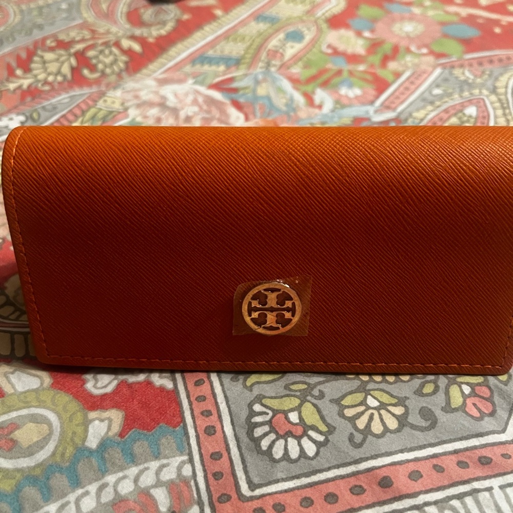 Tory Burch Orange Eye glass Case Large